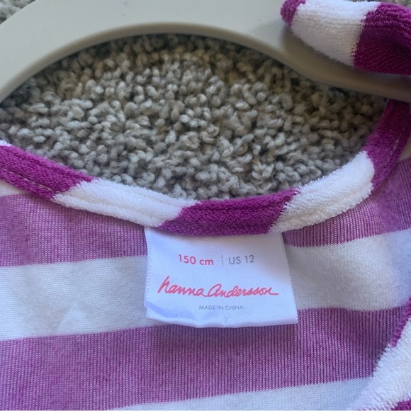 Hanna Andersson Purple White Striped Terry Cloth Beach Coverup Size 12 - Picture 4 of 5